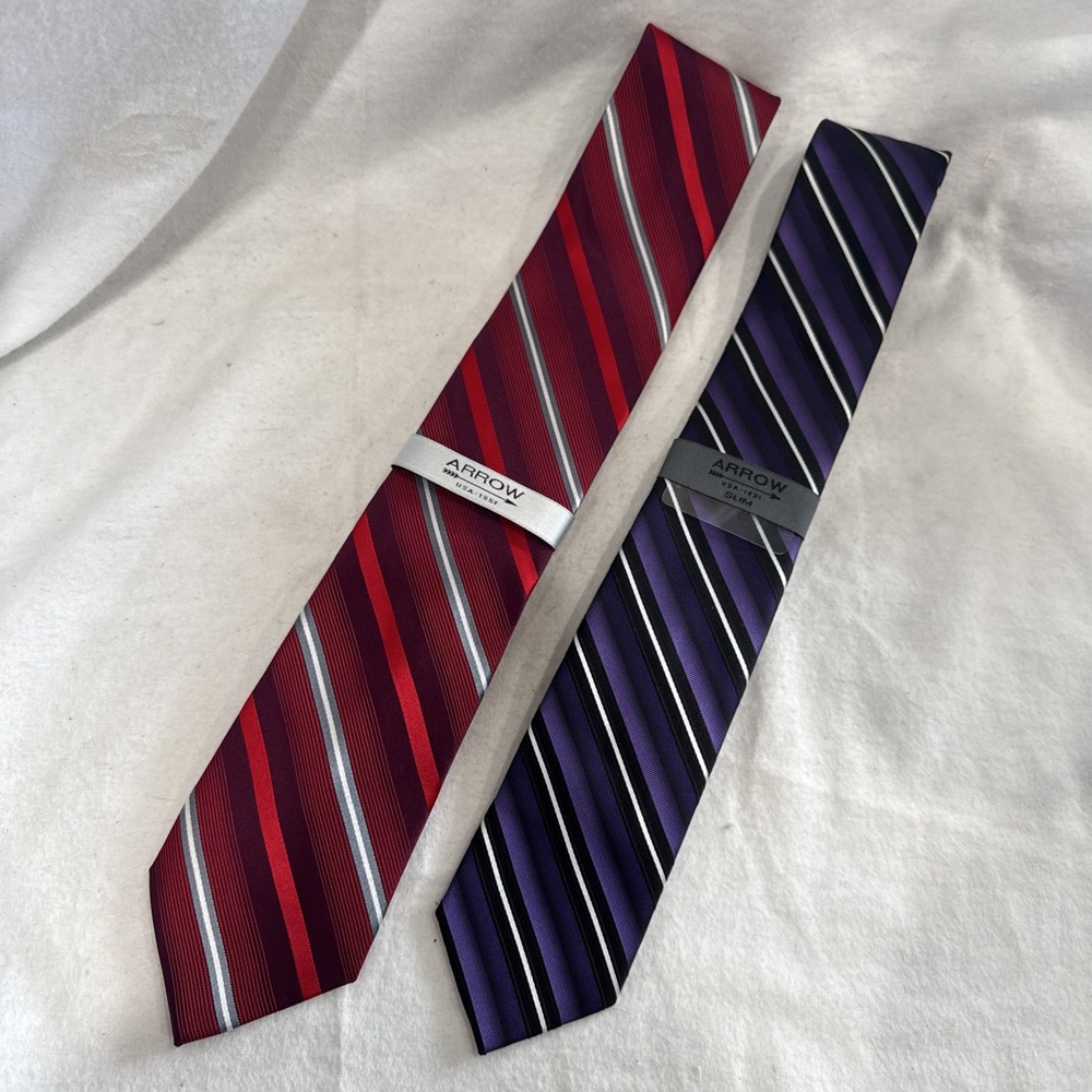 2 NEW Silk Tie Arrow Rockabilly Slim Silk Lot